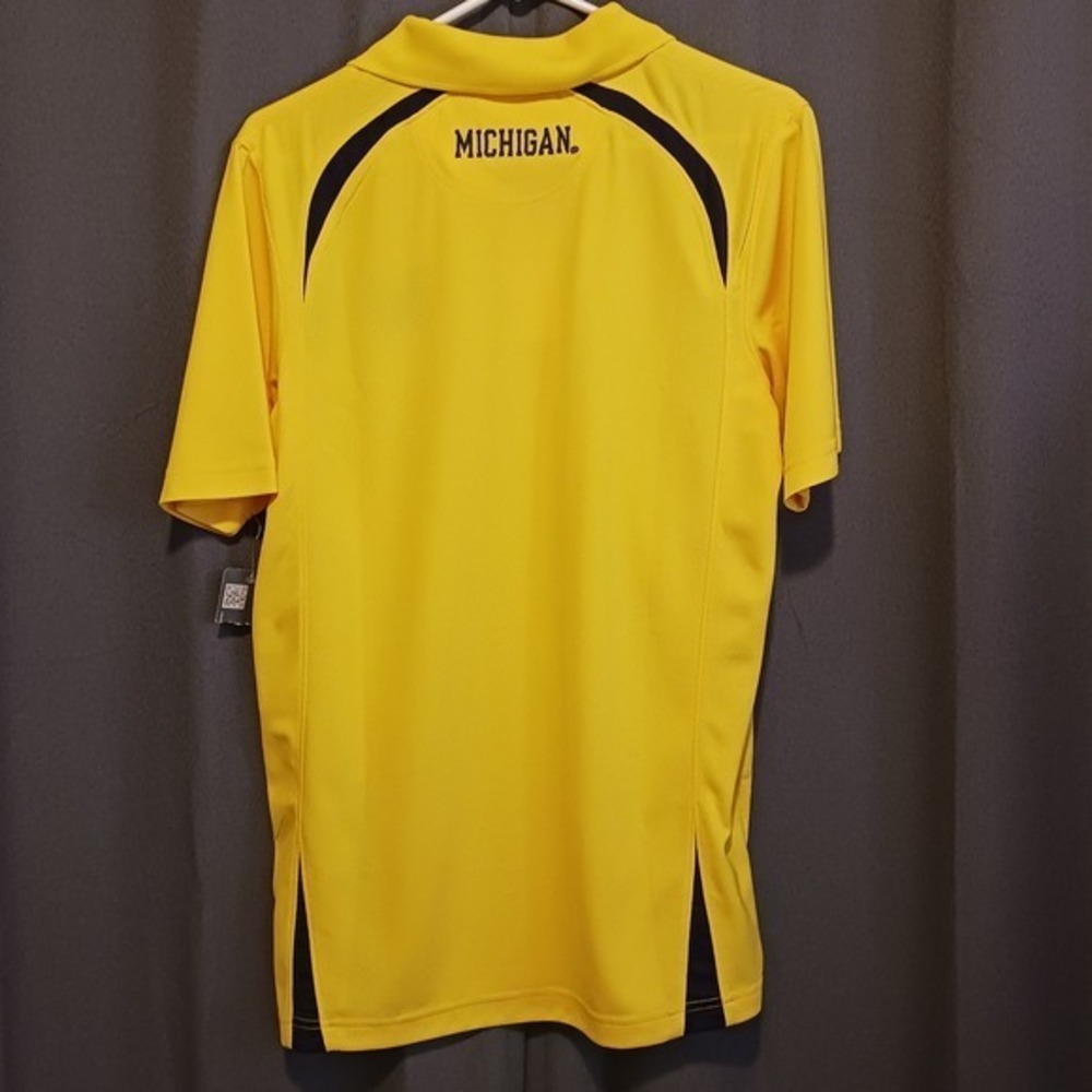 NWT Michigan Wolverines Knights Apparel NCAA Polo Shirt Mens Medium Yellow - Picture 3 of 6